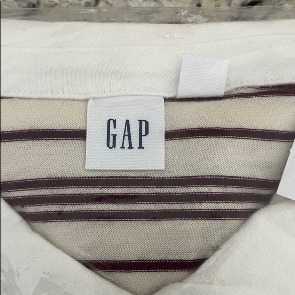 Women’s Cream and Maroon Striped Long Sleeve Rugby Shirt - Picture 3 of 5